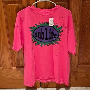 Hot Pink Sublime Distressed Oversized Tee Size S